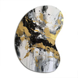 River Happiness Abstract Gold Black White I - Asymmetric Metal Wall Art