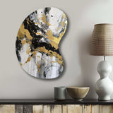 River Happiness Abstract Gold Black White I - Asymmetric Metal Wall Art