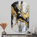 River Happiness Abstract Gold Black White I - Asymmetric Metal Wall Art