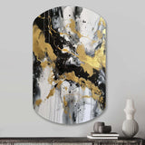 River Happiness Abstract Gold Black White I - Asymmetric Metal Wall Art