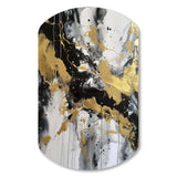 River Happiness Abstract Gold Black White I - Asymmetric Metal Wall Art