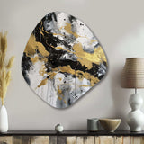 River Happiness Abstract Gold Black White I - Asymmetric Metal Wall Art