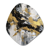 River Happiness Abstract Gold Black White I - Asymmetric Metal Wall Art