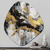 River Happiness Abstract Gold Black White I - Asymmetric Metal Wall Art