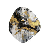 River Happiness Abstract Gold Black White I - Asymmetric Metal Wall Art