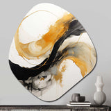 Immersion Dance Watercolor In Gold And Yellow - Asymmetric Metal Wall Art