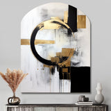 New Balance Dreams Abstract Gold And Black - Asymmetric Metal Wall Art