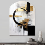 New Balance Dreams Abstract Gold And Black - Asymmetric Metal Wall Art