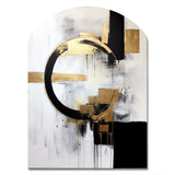 New Balance Dreams Abstract Gold And Black - Asymmetric Metal Wall Art