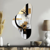 New Balance Dreams Abstract Gold And Black - Asymmetric Metal Wall Art