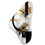 New Balance Dreams Abstract Gold And Black - Asymmetric Metal Wall Art