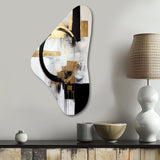 New Balance Dreams Abstract Gold And Black - Asymmetric Metal Wall Art