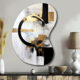 New Balance Dreams Abstract Gold And Black - Asymmetric Metal Wall Art