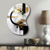 New Balance Dreams Abstract Gold And Black - Asymmetric Metal Wall Art