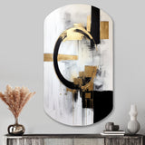 New Balance Dreams Abstract Gold And Black - Asymmetric Metal Wall Art