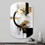 New Balance Dreams Abstract Gold And Black - Asymmetric Metal Wall Art