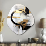 New Balance Dreams Abstract Gold And Black - Asymmetric Metal Wall Art