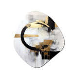 New Balance Dreams Abstract Gold And Black - Asymmetric Metal Wall Art