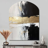 Horizontal Dimensions Abstract Gold Black - Asymmetric Metal Wall Art