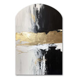 Horizontal Dimensions Abstract Gold Black - Asymmetric Metal Wall Art