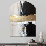 Horizontal Dimensions Abstract Gold Black - Asymmetric Metal Wall Art