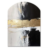 Horizontal Dimensions Abstract Gold Black - Asymmetric Metal Wall Art