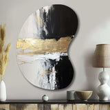 Horizontal Dimensions Abstract Gold Black - Asymmetric Metal Wall Art