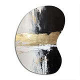 Horizontal Dimensions Abstract Gold Black - Asymmetric Metal Wall Art