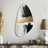 Horizontal Dimensions Abstract Gold Black - Asymmetric Metal Wall Art