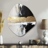 Horizontal Dimensions Abstract Gold Black - Asymmetric Metal Wall Art