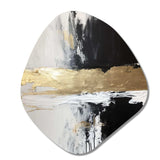 Horizontal Dimensions Abstract Gold Black - Asymmetric Metal Wall Art