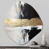 Horizontal Dimensions Abstract Gold Black - Asymmetric Metal Wall Art