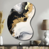 Organic Bliss Minimal Abstract Gold And Black I - Asymmetric Metal Wall Art