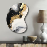 Organic Bliss Minimal Abstract Gold And Black I - Asymmetric Metal Wall Art