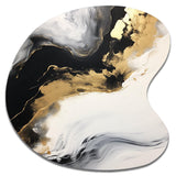 Organic Bliss Minimal Abstract Gold And Black I - Asymmetric Metal Wall Art