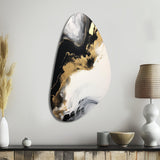 Organic Bliss Minimal Abstract Gold And Black I - Asymmetric Metal Wall Art