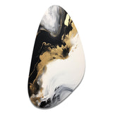 Organic Bliss Minimal Abstract Gold And Black I - Asymmetric Metal Wall Art