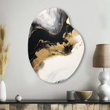 Organic Bliss Minimal Abstract Gold And Black I - Asymmetric Metal Wall Art