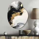 Organic Bliss Minimal Abstract Gold And Black I - Asymmetric Metal Wall Art