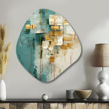 California Sunshine Retro Abstract Gold Teal - Asymmetric Metal Wall Art