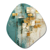 California Sunshine Retro Abstract Gold Teal - Asymmetric Metal Wall Art