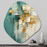 California Sunshine Retro Abstract Gold Teal - Asymmetric Metal Wall Art