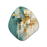 California Sunshine Retro Abstract Gold Teal - Asymmetric Metal Wall Art