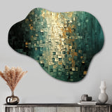 Celebration Of Possiblity Retro Gold Dark Teal I - Asymmetric Metal Wall Art