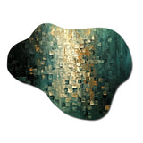 Celebration Of Possiblity Retro Gold Dark Teal I - Asymmetric Metal Wall Art