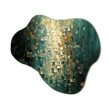 Celebration Of Possiblity Retro Gold Dark Teal I - Asymmetric Metal Wall Art