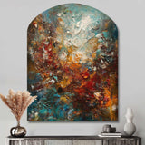 Autumn Bliss Afternoon Abstract Red Orange Blue I - Asymmetric Metal Wall Art