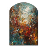 Autumn Bliss Afternoon Abstract Red Orange Blue I - Asymmetric Metal Wall Art