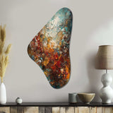 Autumn Bliss Afternoon Abstract Red Orange Blue I - Asymmetric Metal Wall Art