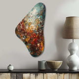 Autumn Bliss Afternoon Abstract Red Orange Blue I - Asymmetric Metal Wall Art